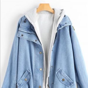 Zaful Buttoned Up Denim Jacket and Hooded Vest